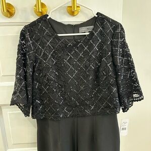 NWT, Donna Ricco, sequins & black jumpsuit, size 10